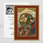 キリストの降誕祭  マリア ジョセフ 東方三博士 シーズンカード (正面/裏面)