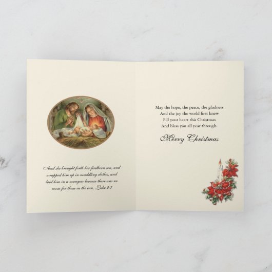 キリストの降誕 ヴァージン・マリー イエス・キリスト 聖ヨセフ 花 シーズンカード (内部)
