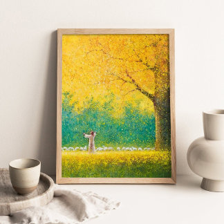 キリストの陽光 _ 子羊とイエスさま, キリスト教 ポスター