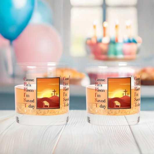 キリストの頭字語プリントロックガラスセット ウイスキーグラス (インサイチュ (ベビーシャワー))