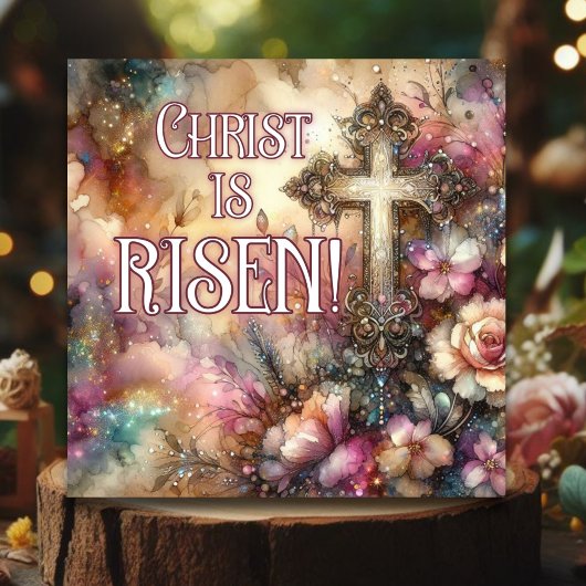 キリストはフローラエレガント水の色のクロス上昇 シーズンカード