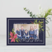 キリストはホリ生まれー写真ブルークリスマス シーズンカード (スタンド正面)