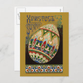 キリストは上がります! 素晴らしいヴィンテージのロシア人のイースターエッグ シーズンポストカード (正面/裏面)