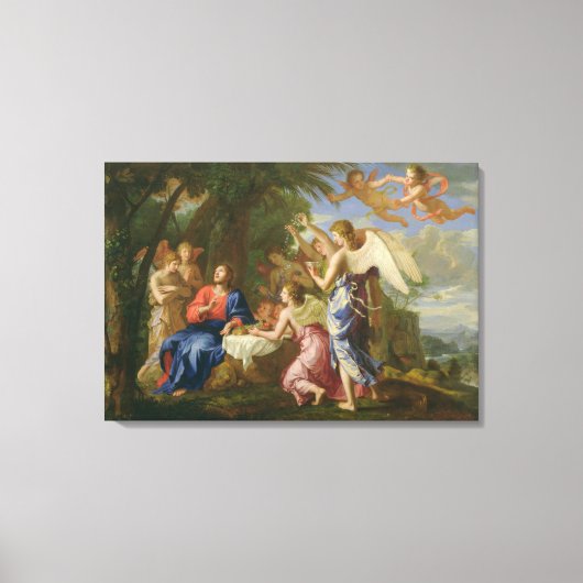 キリストは天使によって仕え, c.1650 (キャンバス上の油 キャンバスプリント (正面)