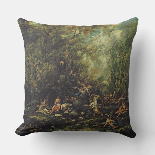 キリストは天使、c.1725-30 (cによっての油出席しました クッション (正面)