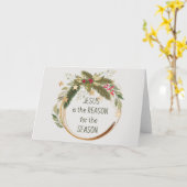 キリストは季節のクリスマスの理由だ カード (黄色い花)