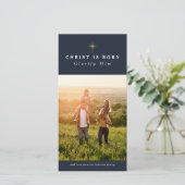 キリストは宗教的生まれなクリスマスの写真カード シーズンカード (スタンド正面)