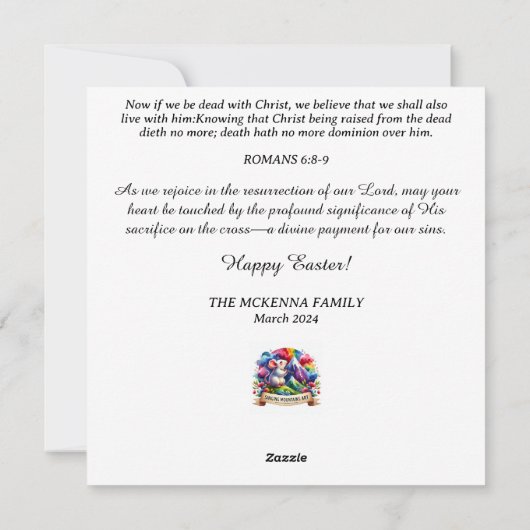 キリストは復活された復活祭の子羊フローラクリスチャン シーズンカード (裏面)