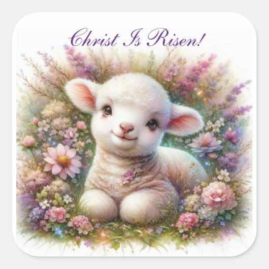キリストは復活された復活祭の子羊フローラクリスチャン スクエアシール (正面)