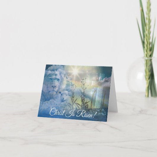 キリストは復活した獅子と羊の賛美復活祭 シーズンカード (正面)