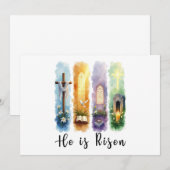 キリストは復活した！ イエス・キリストを信じる者たちへ 喜びに満ちた復活祭を！ 招待状 (正面/裏面)