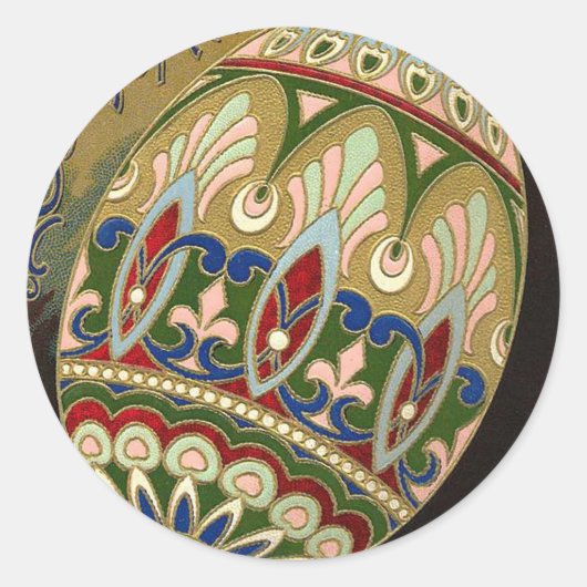 キリストは復活した!素晴らしヴィンテージロシアのイースター卵 ラウンドシール (正面)