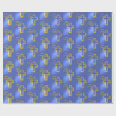 キリストは復活パターンゴールデンクロスブルーホリデー ラッピングペーパー (フラット)