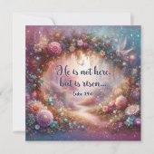 キリストは復活ピンクのフローラウッドランドイースター シーズンカード (正面)