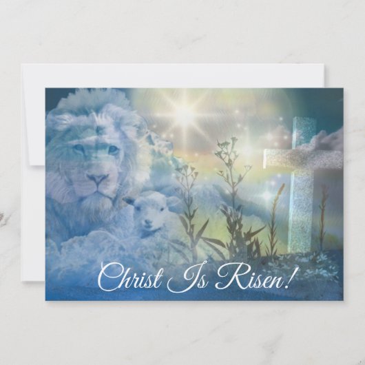 キリストは復活祭の子羊と十字架のクリスチャンに生まれ変わった シーズンカード (正面)