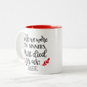 キリストは我々のために死んだ ツートーンマグカップ (正面左)