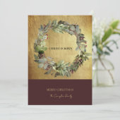 キリストは生まれクリスマスの緑の金ゴールド シーズンカード (スタンド正面)