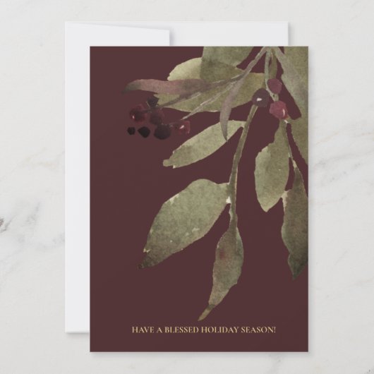 キリストは生まれクリスマスの緑の金ゴールド シーズンカード (裏面)