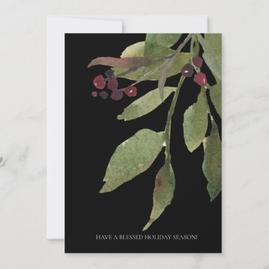 キリストは生まれクリスマスの緑の黒いクリスマス シーズンカード (裏面)