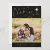 キリストは生まれ聖なる書物、 経典ブラック金ゴールドクリスマススター シーズンカード (正面)