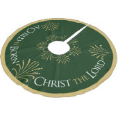 キリストは生まれ聖降誕祭だ |緑 | ブラッシュドポリエステルツリースカート (アングル)