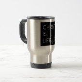 キリストは生命の心拍の線であり、十字架である トラベルマグ (正面左)