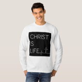 キリストは生命の心拍の線であり、十字架の人々である Tシャツ (正面フル)
