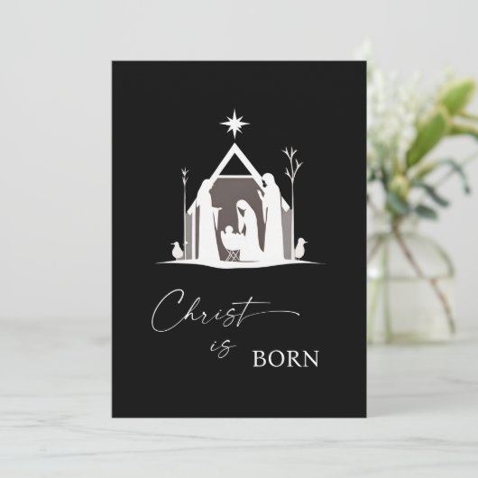 キリストは白生まれ出生ブラッククリスマス シーズンカード (スタンド正面)