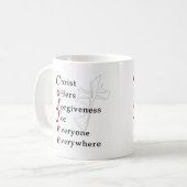 キリストは皆のための許しをどこでも提供します コーヒーマグカップ (正面左)
