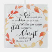 キリストは私たちのために死んだ聖書の詩秋秋のリース  ガラスオーナメント (正面)