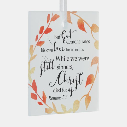 キリストは私たちのために死んだ聖書の詩秋秋のリース  ガラスオーナメント (正面右)