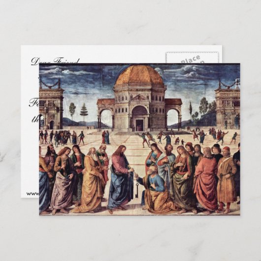 キリストは聖ペテロを鍵に手渡す ポストカード (正面/裏面)