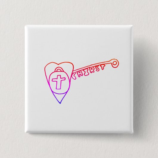 キリストは鍵スクエアバッジ 缶バッジ (正面)