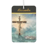 キリストぶら下がった教の十字架からのイエス様。 カーエアーフレッシュナー (正面)