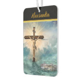 キリストぶら下がった教の十字架からのイエス様。 カーエアーフレッシュナー (左)