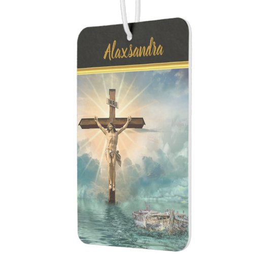 キリストぶら下がった教の十字架からのイエス様。 カーエアーフレッシュナー (左)