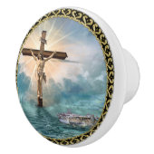 キリストぶら下がった教の十字架からのイエス様。 セラミックノブ (右)