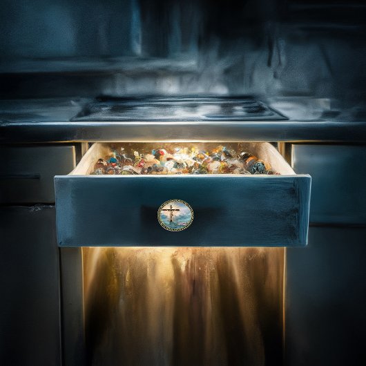 キリストぶら下がった教の十字架からのイエス様。 セラミックノブ