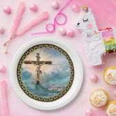 キリストぶら下がった教の十字架からのイエス様。 ペーパープレート (パーティー)