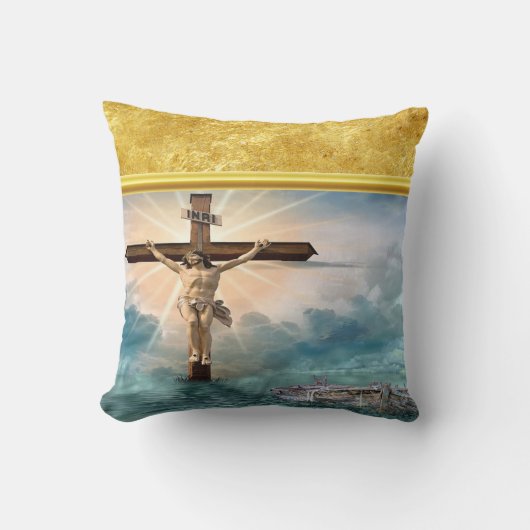 キリストぶら下がった教の十字架からのイエス クッション (正面)