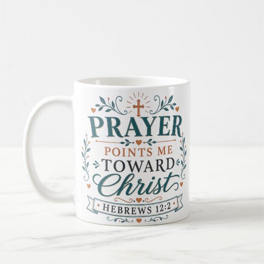 キリストへと導く祈り クリスチャンの引用句 コーヒーマグカップ (左)