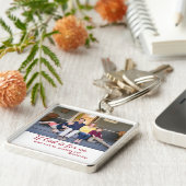 キリストもし教の神は私たち家族の写真 キーホルダー (側面)