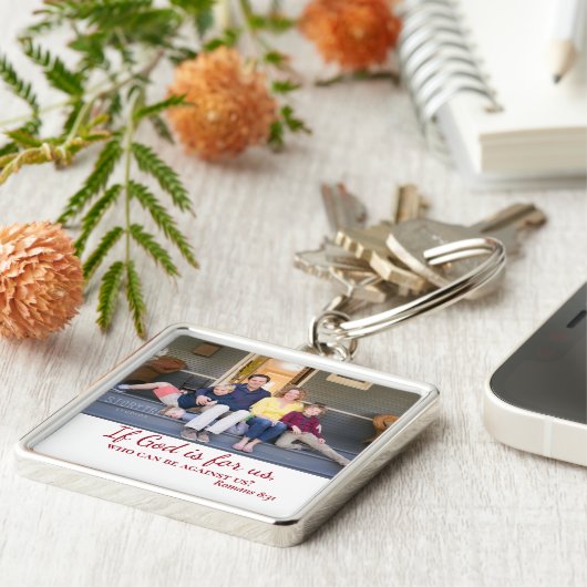 キリストもし教の神は私たち家族の写真 キーホルダー (側面)