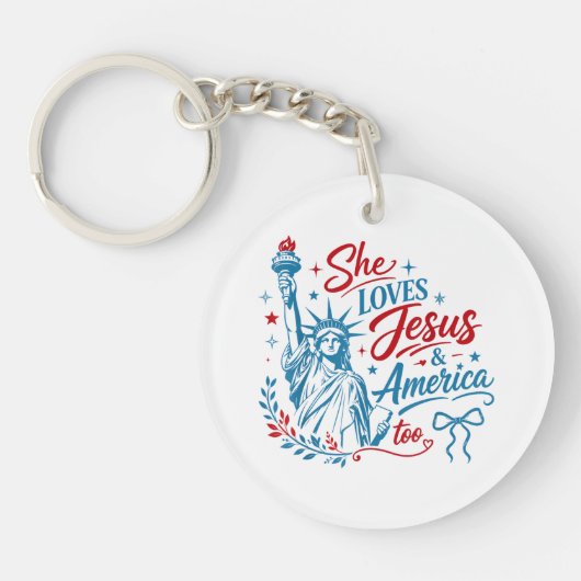 キリストもアメリカも大好き! 7月4日 クリスチャン キーホルダー (正面)