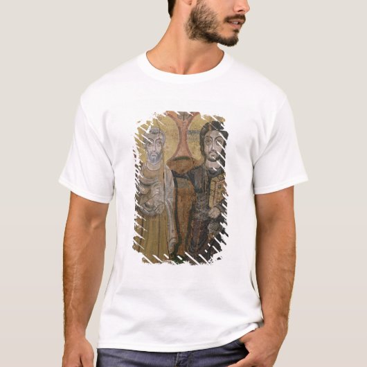 キリストを持つAbbott Menaを描写するアイコン Tシャツ (正面)