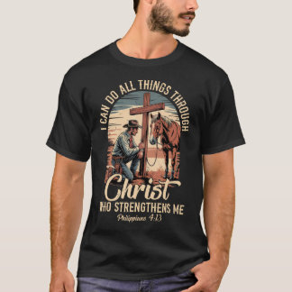 キリストを通してすべてのことができるカウボーイ Tシャツ