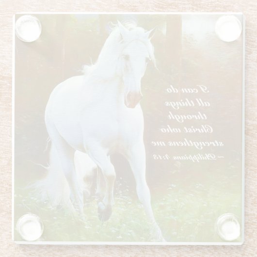 キリストを通してすべてのこと、馬 ガラスコースター (裏面)