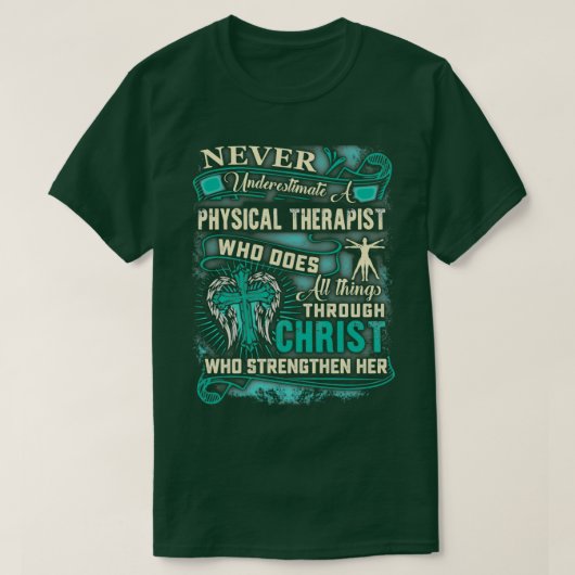 キリストを通じた力強い身体セラピスト Tシャツ (デザイン正面)