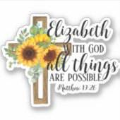 キリストエレガント教聖書聖句ひまわり十字架 シール (正面)