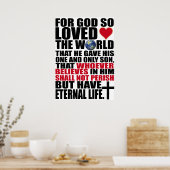 キリストカスタム教ヨハネ3:16聖書の詩のポスター ポスター (キッチン)